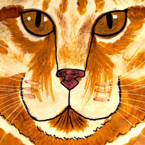 Vtg 2001 NINA LYMAN Hand-Painted Ceramic Cat Plate Large "Cats by Nina" 12.75" D - Picture 6 of 16